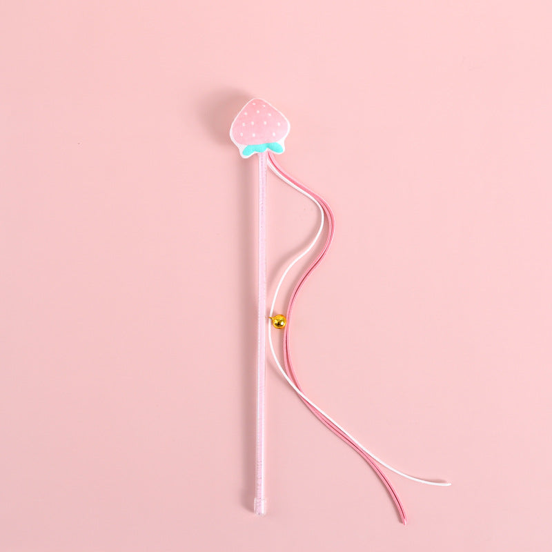 Funny Cat Stick Sounding Bells Tassels Fruit Shapes Relieve Boredom