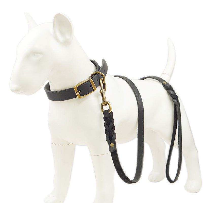 Genuine Leather Dog Leash With Anti-pull Design