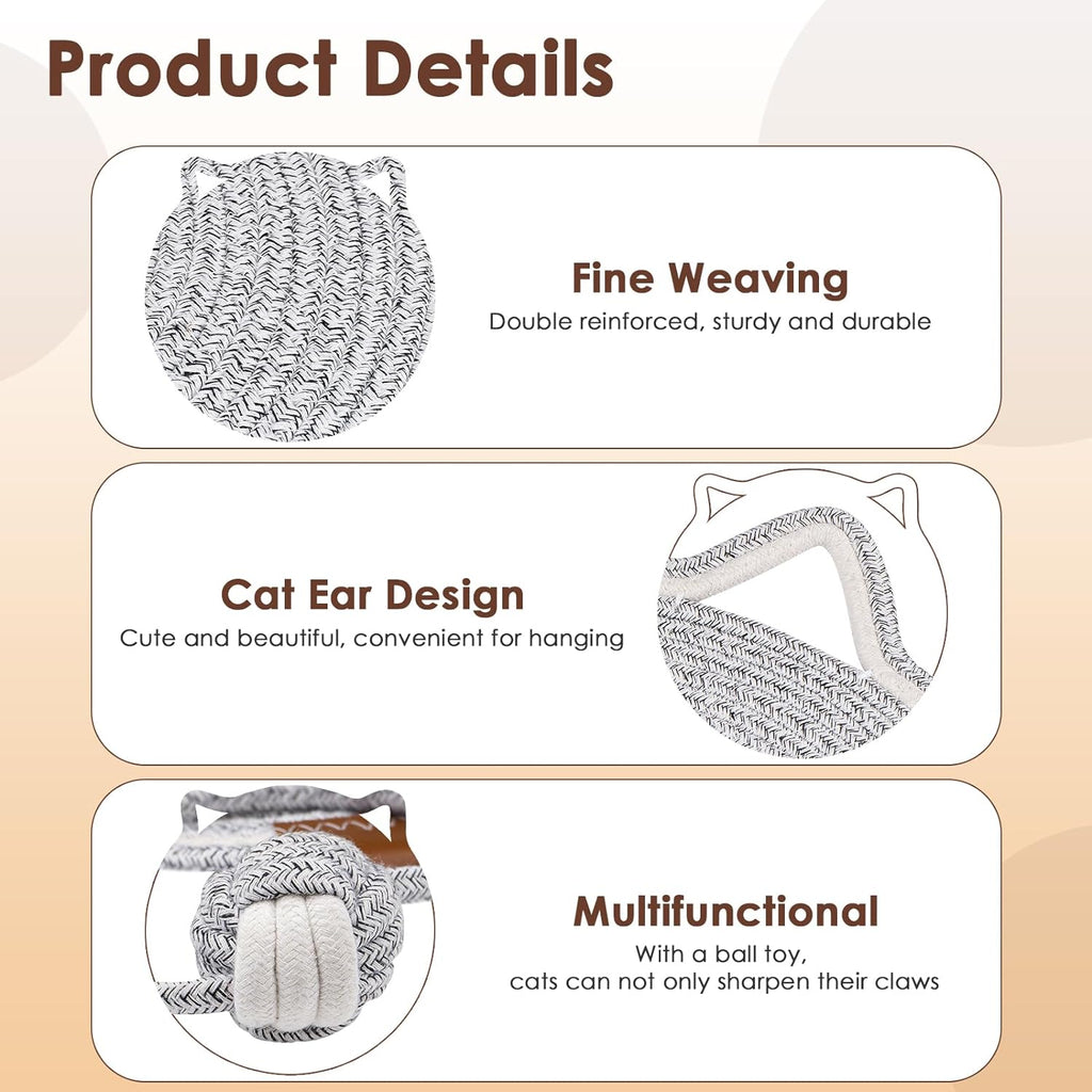 Cat Scratcher Mat Natural Cotton Rope Cat Scratch Pad Round Horizontal Floor Cat Scratching Pads For Indoor Cats Cat Furniture Protector For Wall