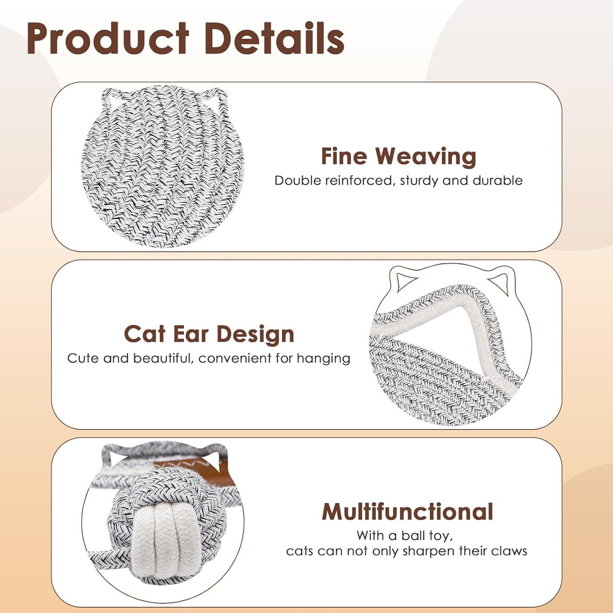 Cat Scratcher Mat Natural Cotton Rope Cat Scratch Pad Round Horizontal Floor Cat Scratching Pads For Indoor Cats Cat Furniture Protector For Wall