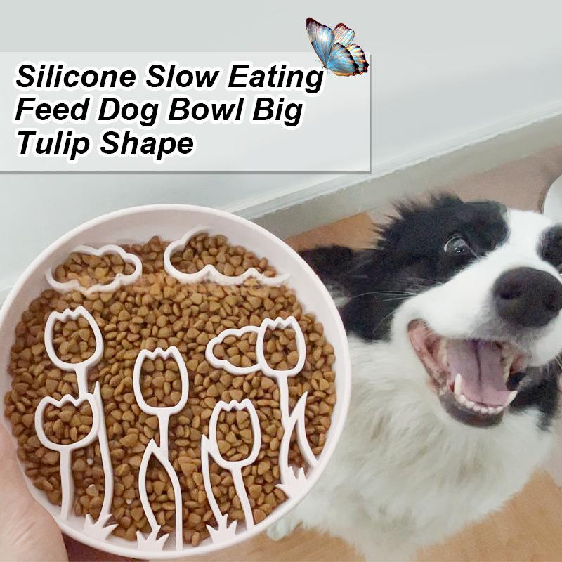 Tulip Slow-feeding Bowl Suction-cup Licking Mat Slow-feeding Pad Pet Silicone Licking Mat Slows Feeding