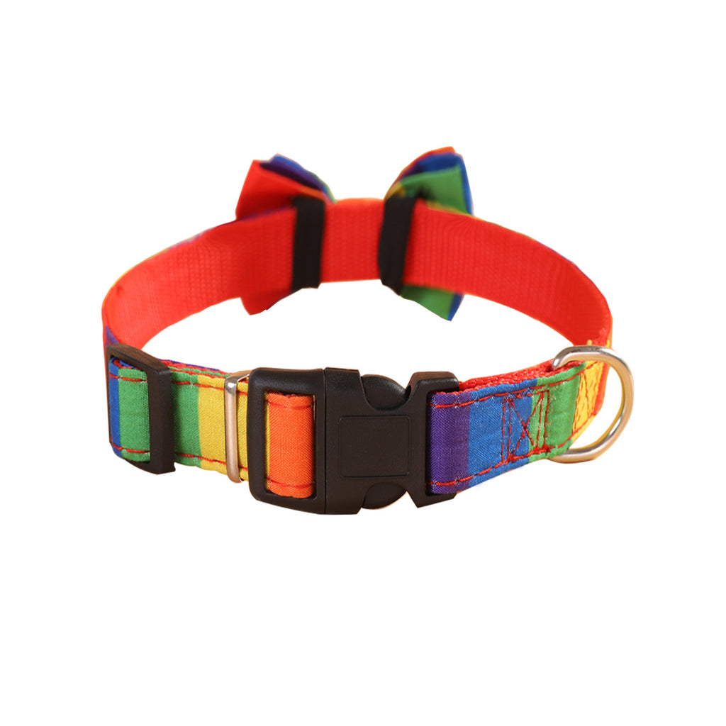 Pet Jewelry Rainbow Pet Collar Cat Dog Traction Bow Tie