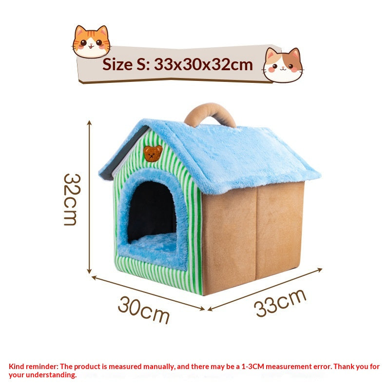 Thickened Detachable And Washable Semi Enclosed Cat Bed