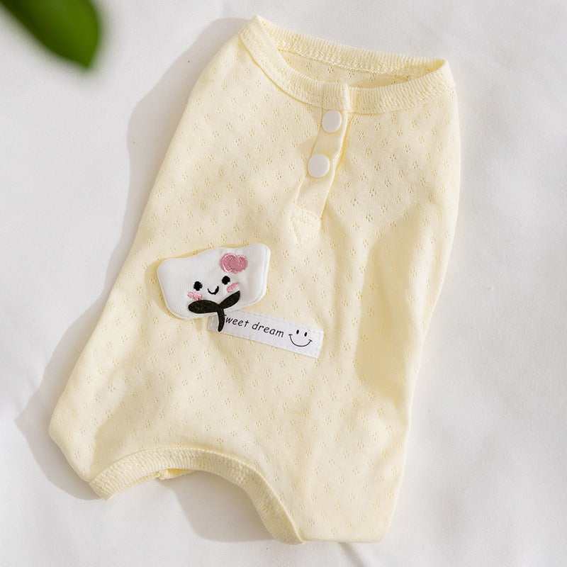 Spring And Summer Dogs, Small And Medium-sized Dogs, Simple And Fashionable Fabric Label Baby Belly Clothes, Cat Four-legged Air-conditioned Suits