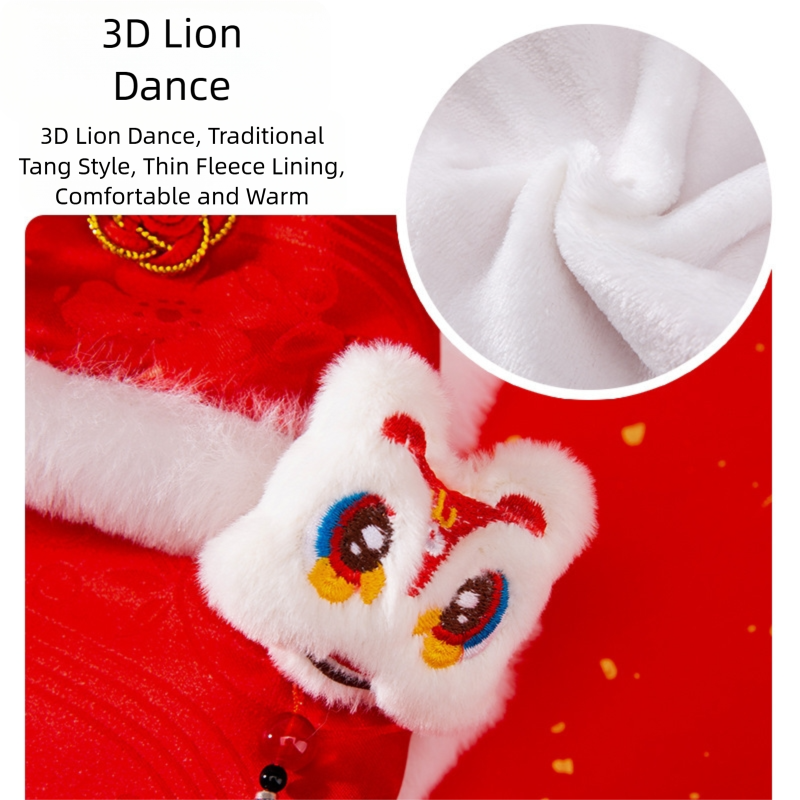 Autumn And Winter Dog, Lion Dance, Tassel, Button-up, Chinese Two-legged Tang Suit, Cat, Warm New Year Cotton-padded Clothes, Pet Dog Clothes