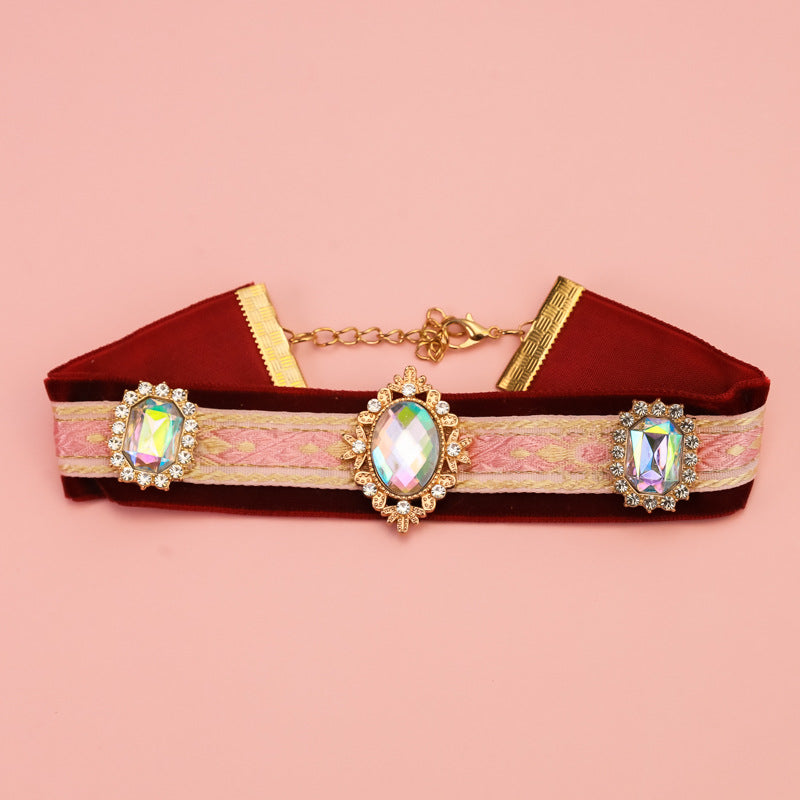 Flocked Ethnic-Style Pet Collar For Cats