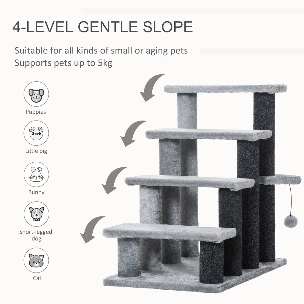 Cat Tree, Cat Tower Cat Stair Steps with Scratching Post, Hanging Play Ball for High Bed, Sofa, Indoor / Outdoor