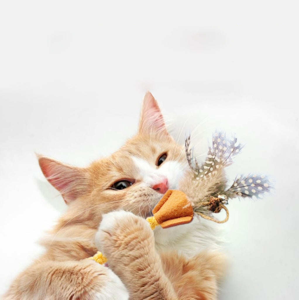 Polygonum Wood Feather Stick For Cat Pet Toy Molar Stick For Gall Fruit Polygonum Wood