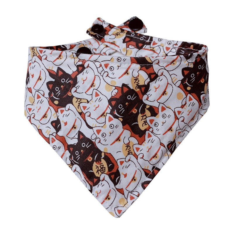 Cartoon Printing Lucky Cat Saliva Scarf Headscarf Supplies Accessories