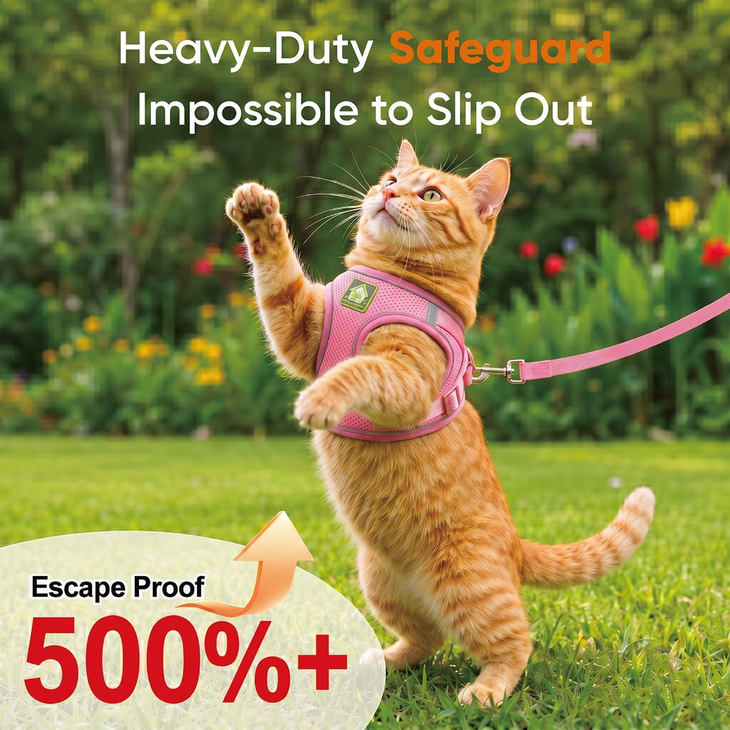 Cat Harness And Leash, Escape Proof Adjustable Vest Harness For Cats, Breathable Reflective Strip Soft Walking Vest For Small Medium Large Cats