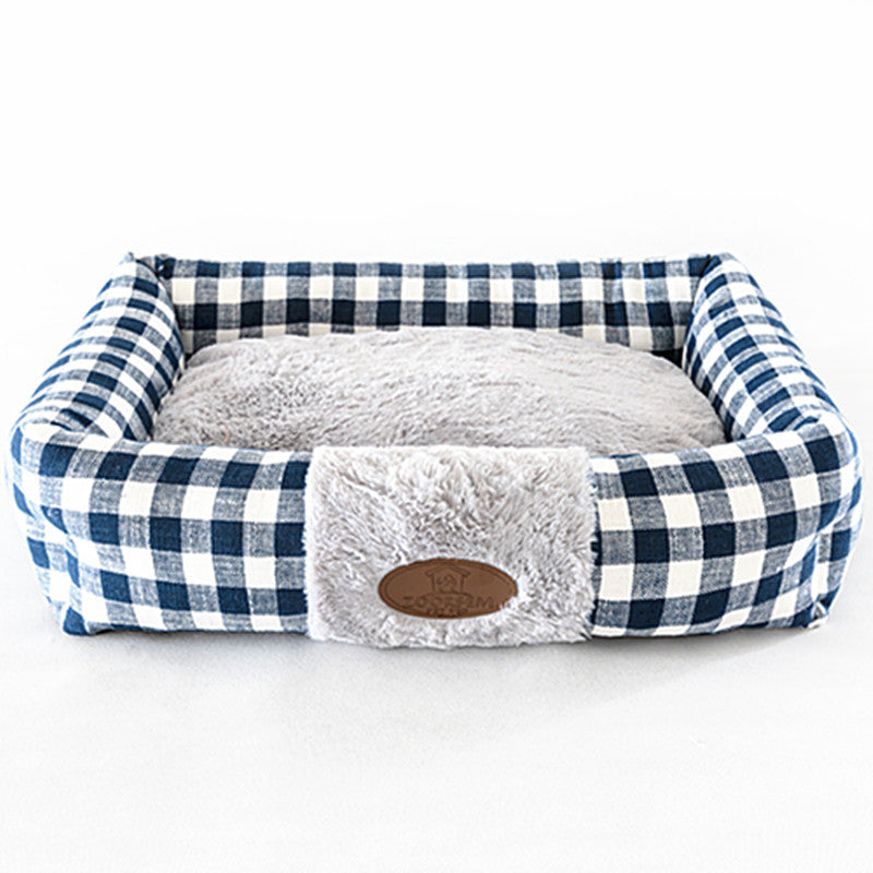 Home Fabric Plaid Square Cat Nest