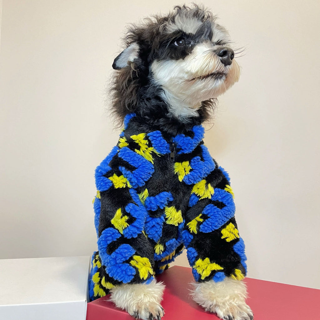 Pet Autumn And Winter Alphabet Lamb Jacquard Fleece Jacket