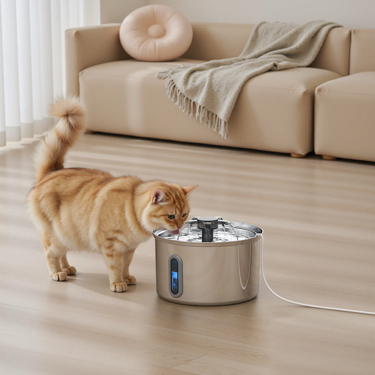 Pet Water Fountain 304 Stainless Steel Cat Water Dispenser