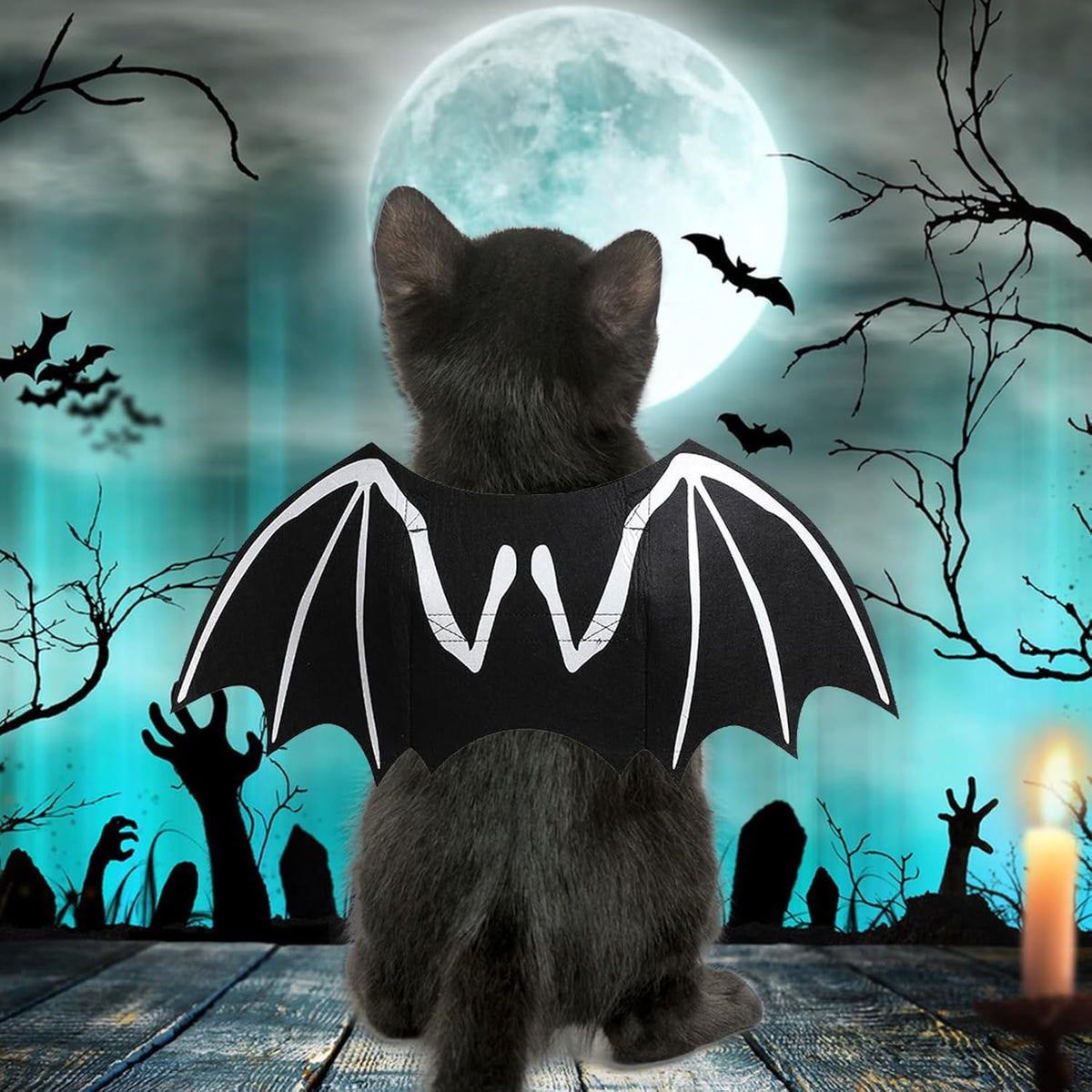 Dog Halloween Costumes Dog Bat Costume Cool Luminous Skeleton Bone Bat Wings Pets Cosplay Costumes Dress Up Apparel For Small Medium Large Cats And