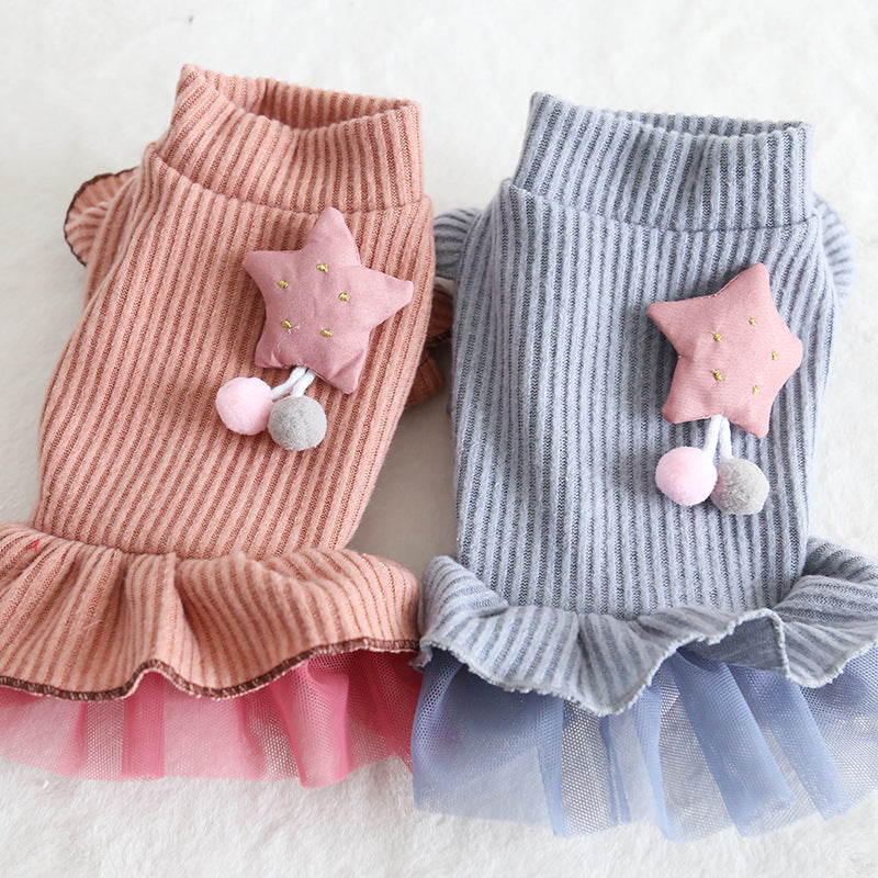 Petstyle XINGX Vintage Flounced Sleeve Skirt Cat Costume Pet Clothes Dog Clothes