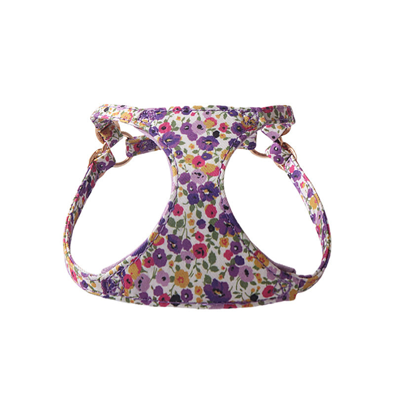 Super Beautiful Floral Series Pet Harness Suit With Hand Holding Rope