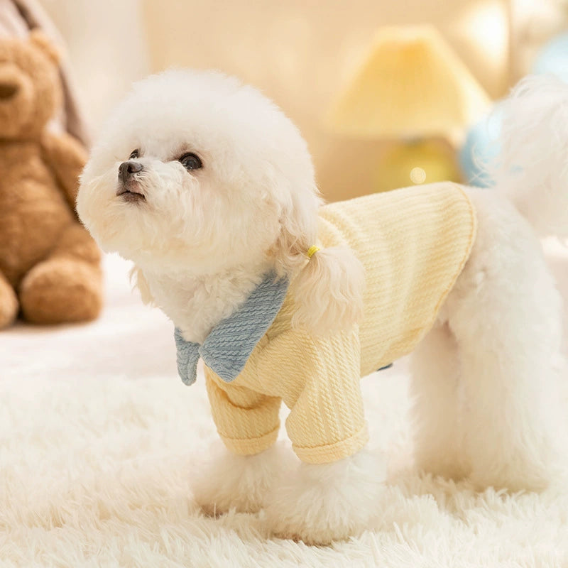 Autumn And Winter Dog, Small And Medium-sized Dog, Cute Puppy, Color-block Base Shirt, Cat Two-legged Shirt, Teddy Pet Dog Clothes