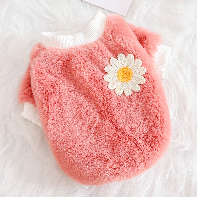 Cold-proof Cotton Pet Coat With Two-legged Fleece Design To Keep Your Pet Clean