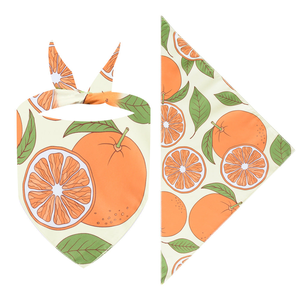 New Cartoon Cute Pet Triangle Fresh Fruit Polyester Printed Cat And Dog Saliva Towel Scarf Wholesale