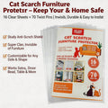 Cat Scratch Furniture Protector Set 16 Clear Sheets, Incldes 8 Sheets Of 279 358mm And 8 Sheets Of 140 358mm, 70 Twist Pins, Invisible Anti Scratch