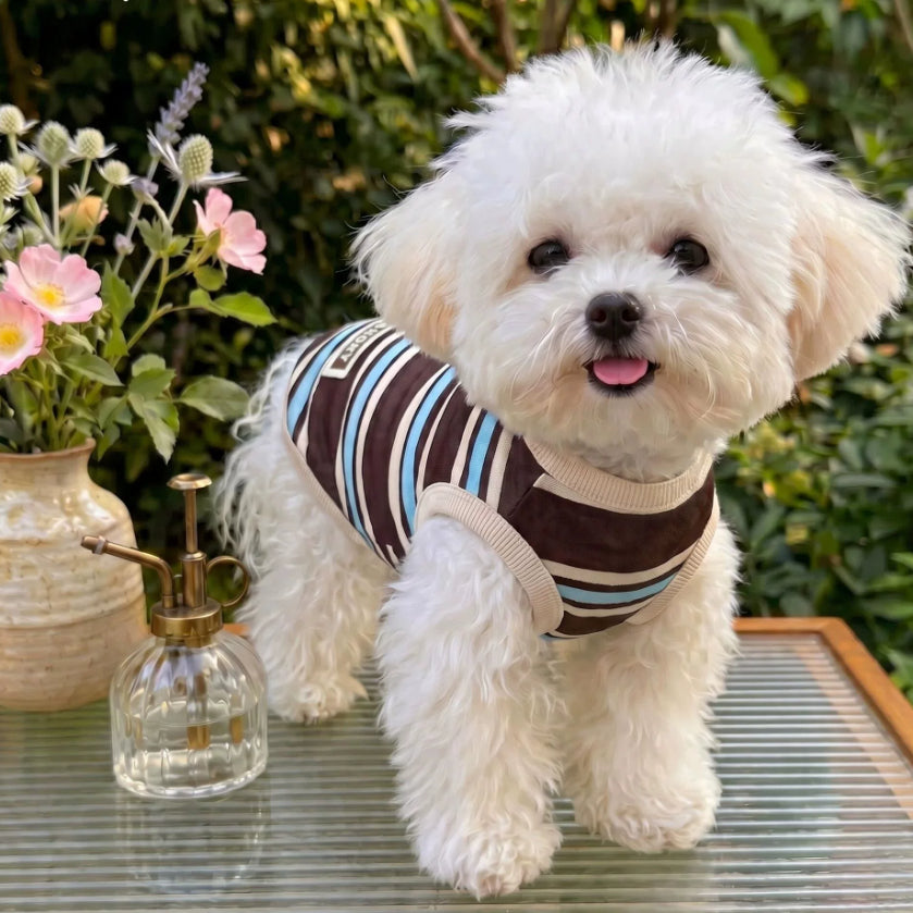 Dog Striped Vest Traction Summer Teddy