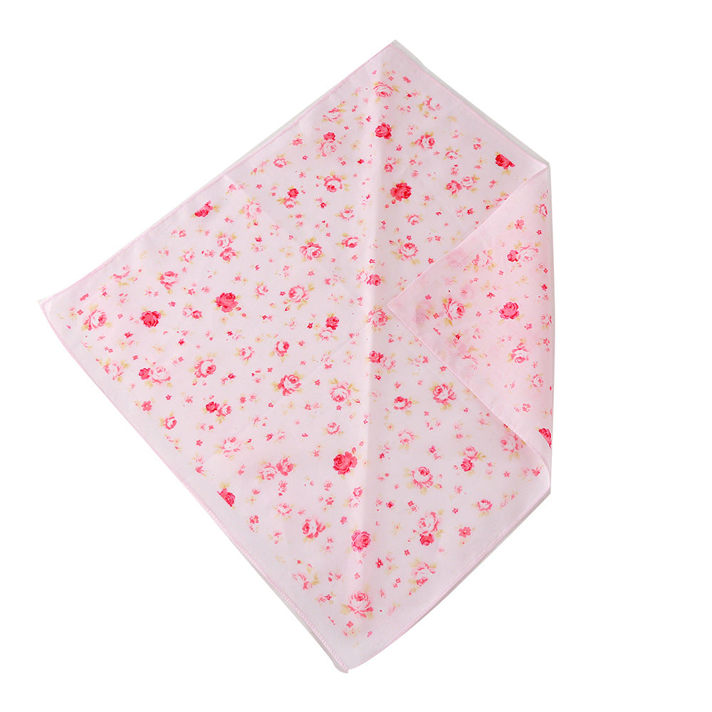 Cotton Triangle Scarf With Rose Flower Bandana Bib