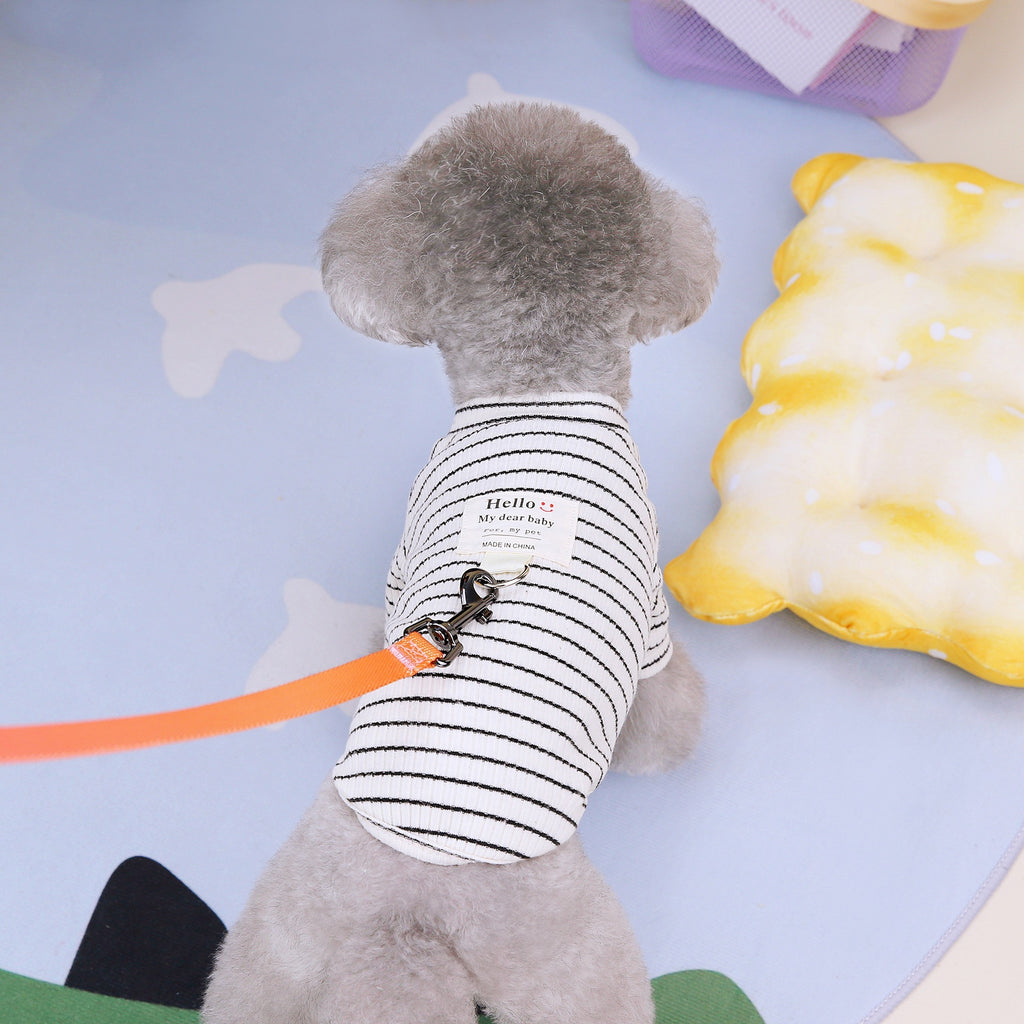 Puppy Clothing Pet Supplies Pull Ring Striped Bottoming Shirt