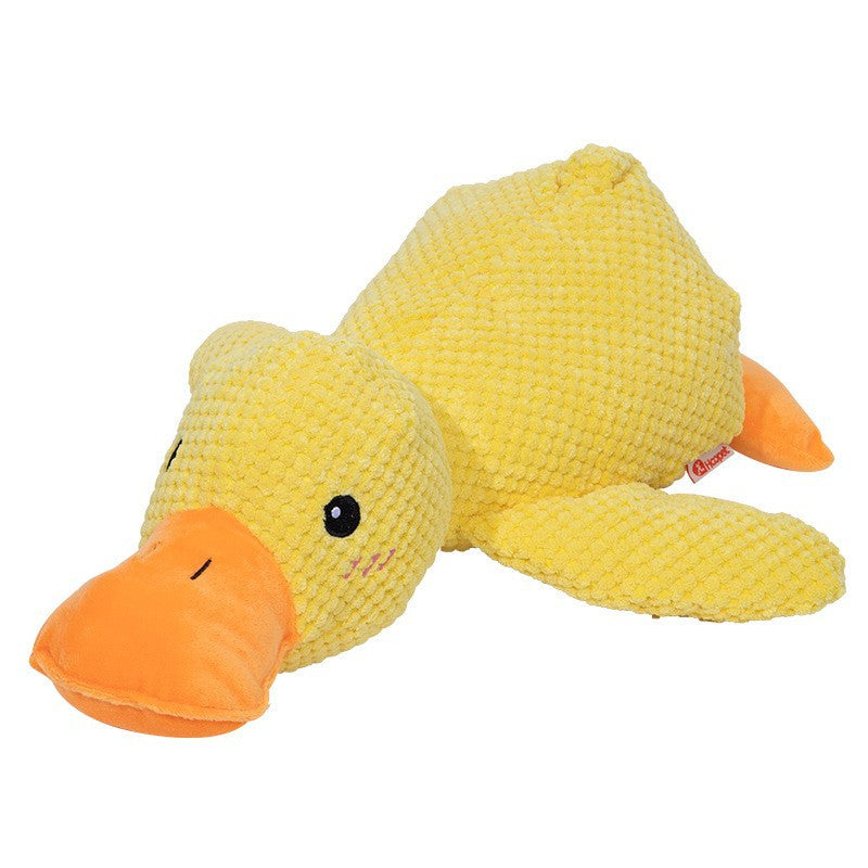 Yellow Plush Launching Duck Pet Toy, Squeaky Chew Durable Teething Toy, Soft Cuddly Companion For Dogs & Cats, Boredom Relief Interactive Play Duck