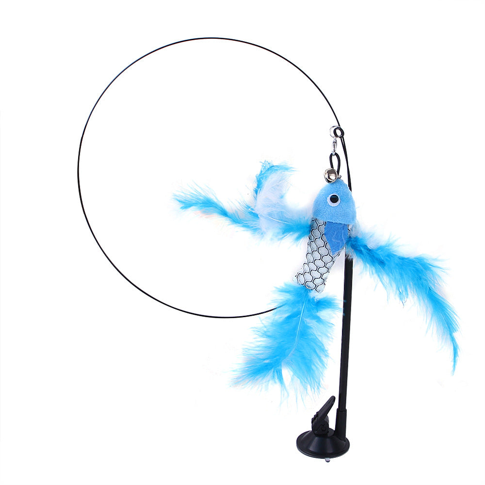 H Sucker Cat Teaser Adsorption Handheld Steel Wire Cat Teaser Multi-head Replaceable Cat Toy Pet Supplies
