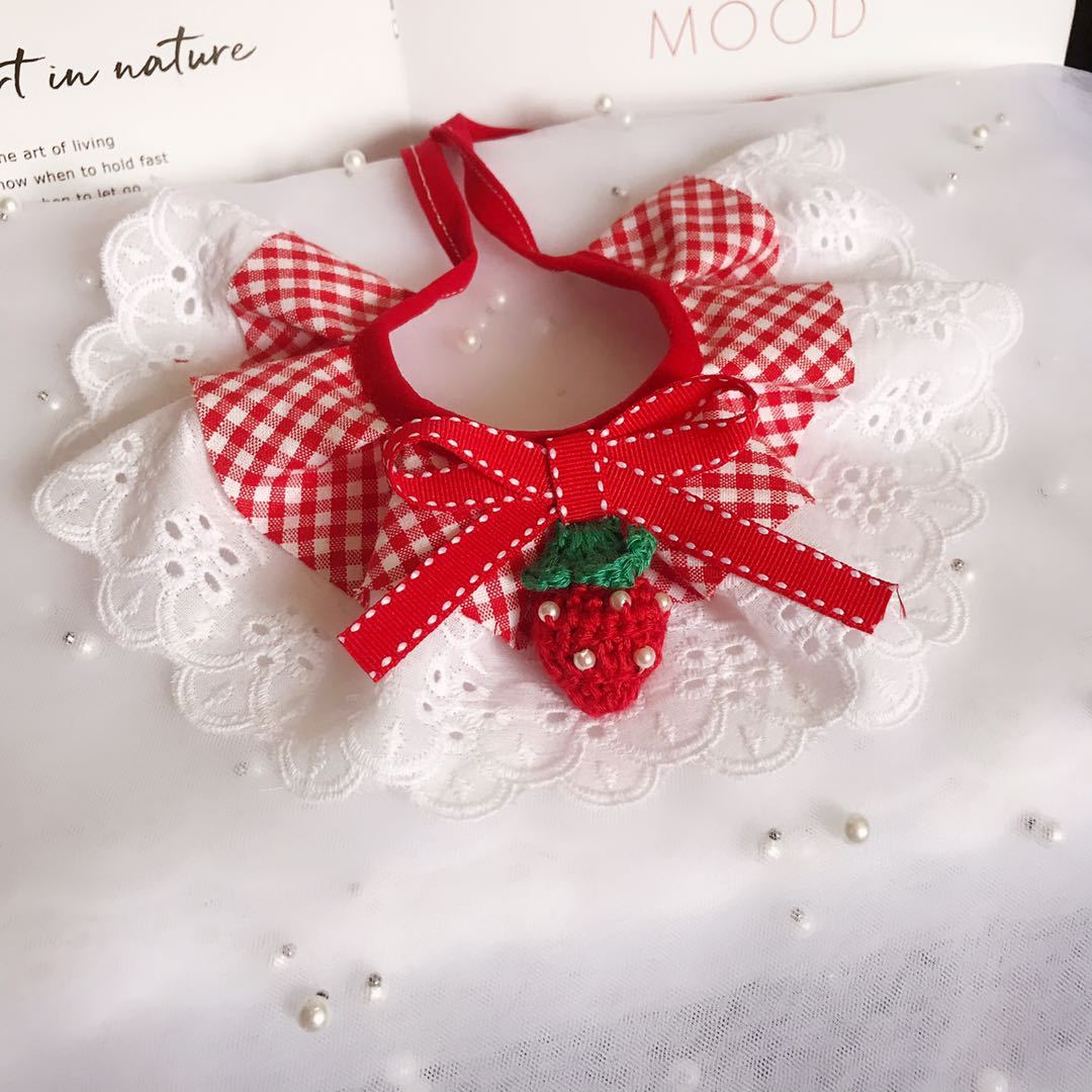Cute Pet Lace Trim Scarf Saliva Towel