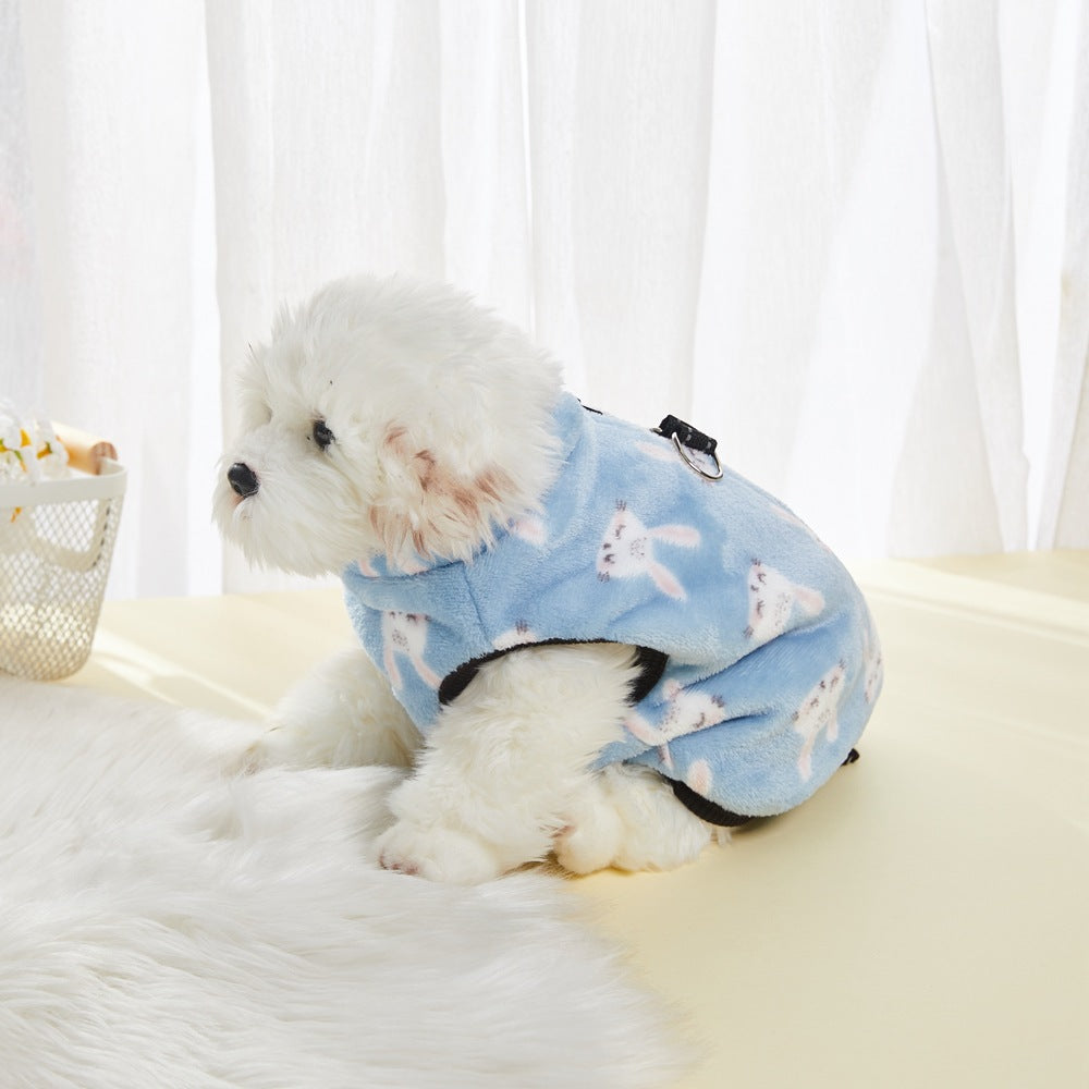 Pet Coat Zipper Flannel Plus Velvet Thickened Vest