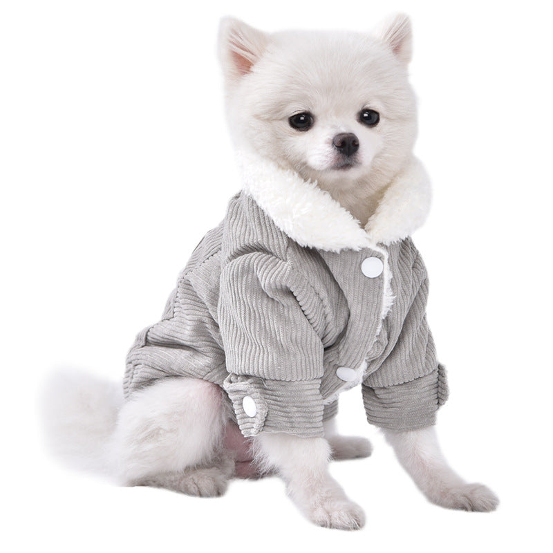 Dog Clothes Autumn And Winter Fleece Lined Padded Warm Keeping Lambswool Vest Cat Pet Clothing