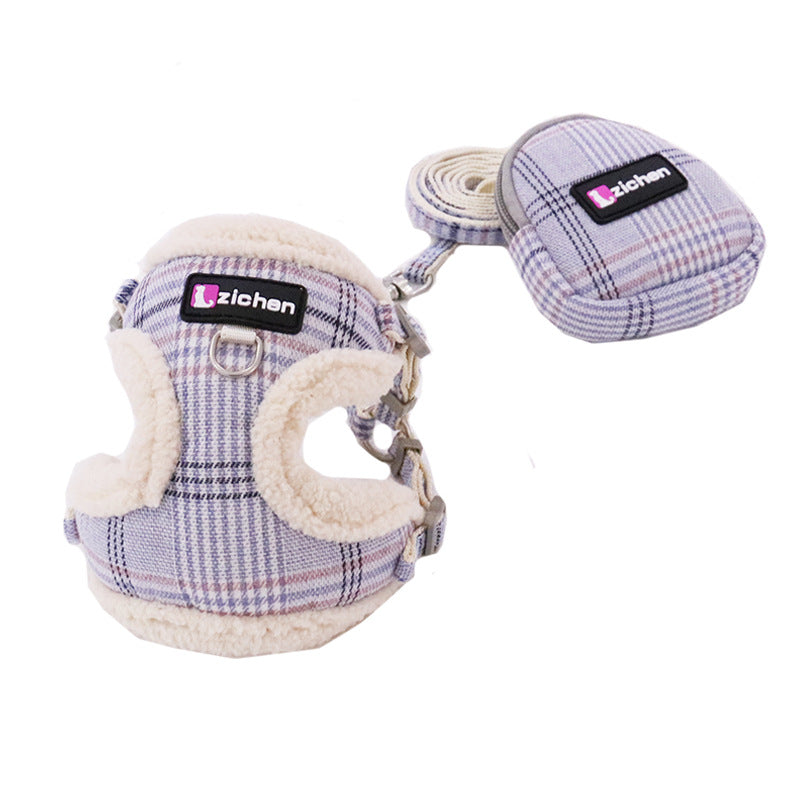 Checkered Chest Back Teddy Traction Rope