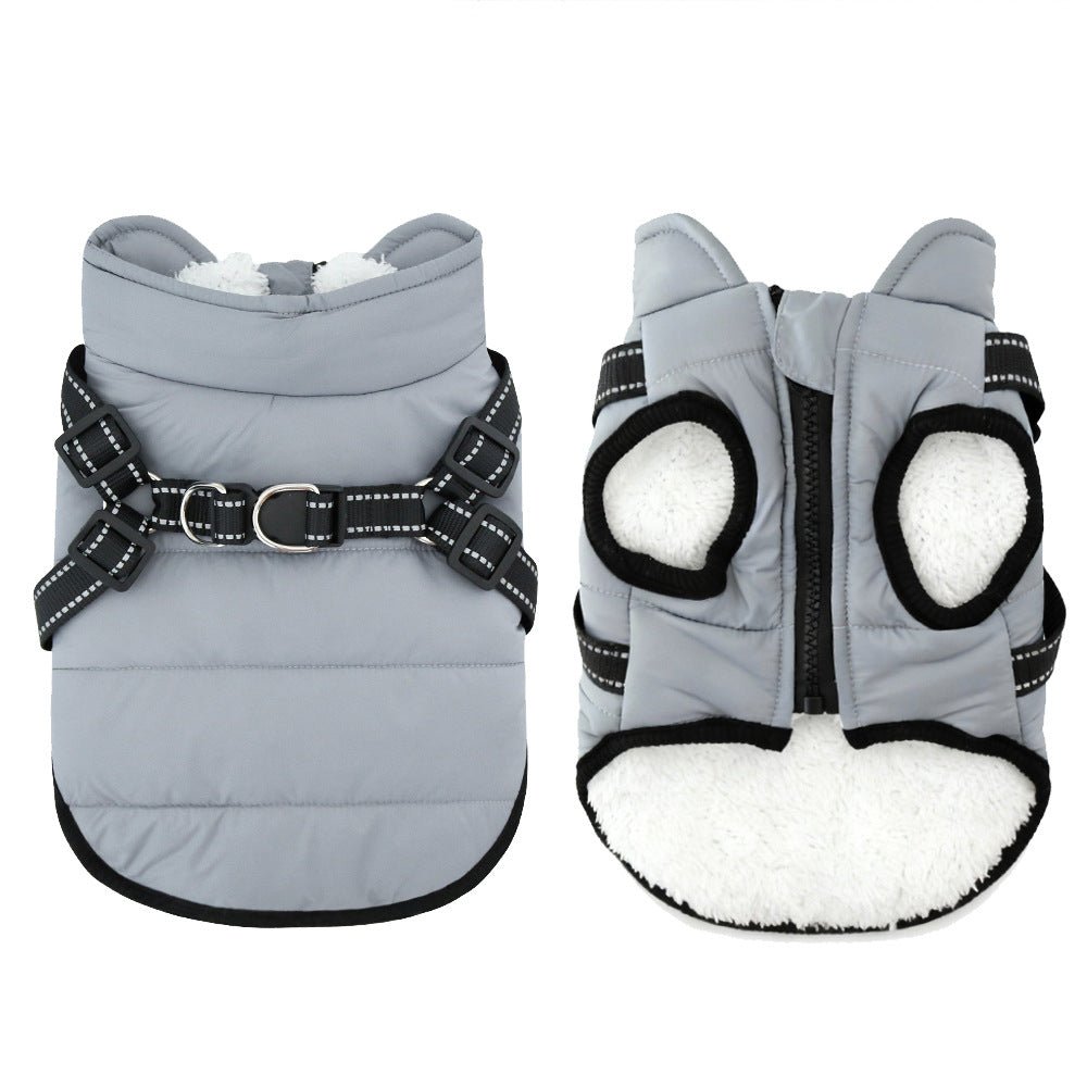 Insulated Fleece-lined Dog Vest With Chest And Back Zipper To Prevent Pinchingessential Winter Clothing For Your Pup