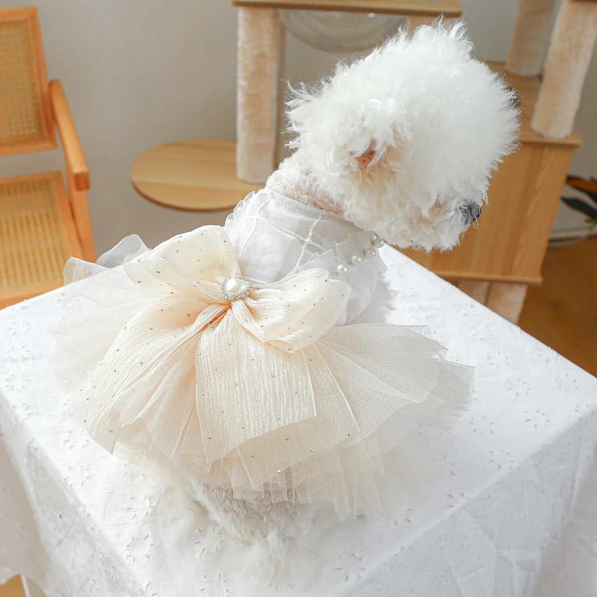 Dog Clothing Tulle Tutu Skirt Chest And Back High-end Wedding Dress