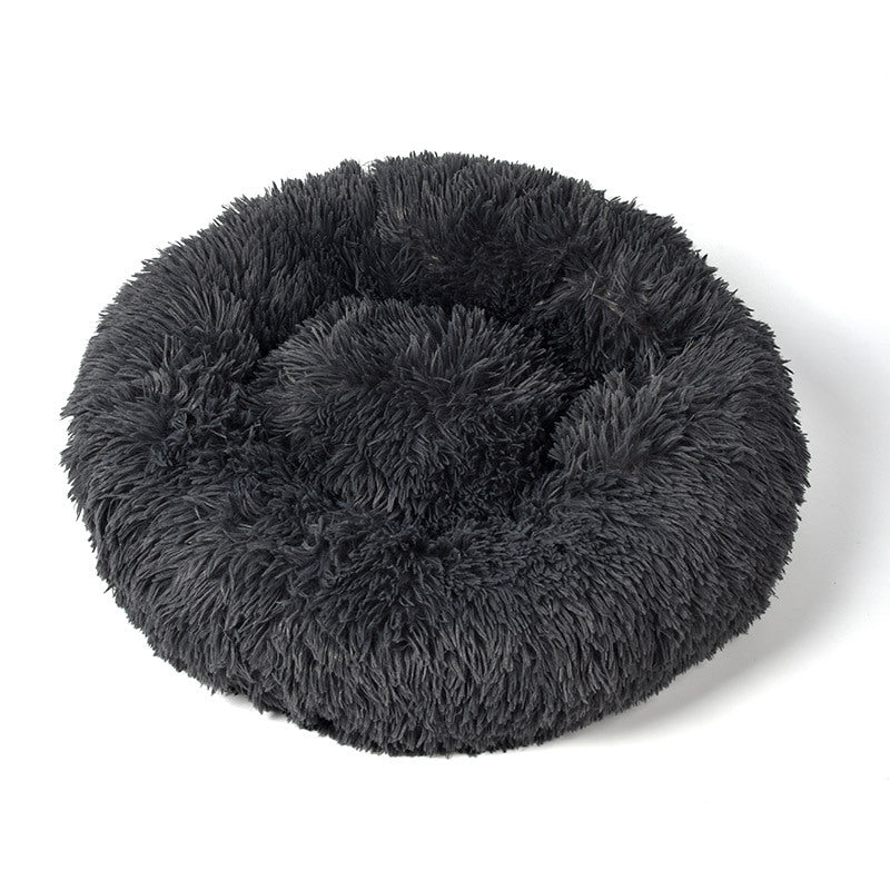 Plush round sleeping cat mat