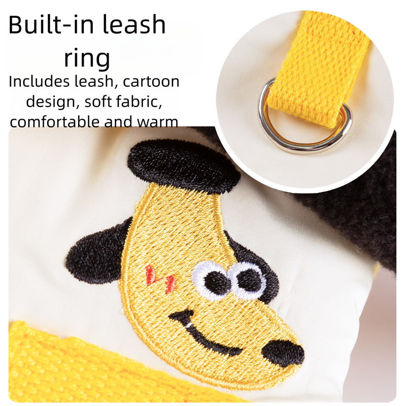 Autumn And Winter Cat Hairless Warm Cartoon Embroidered Hooded Cotton Coat, Small And Medium-sized Dog Teddy Pet Dog Clothes