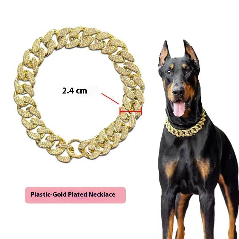 Dog Rhinestone-encrusted Chain Plastic Electroplated Decorative Necklace