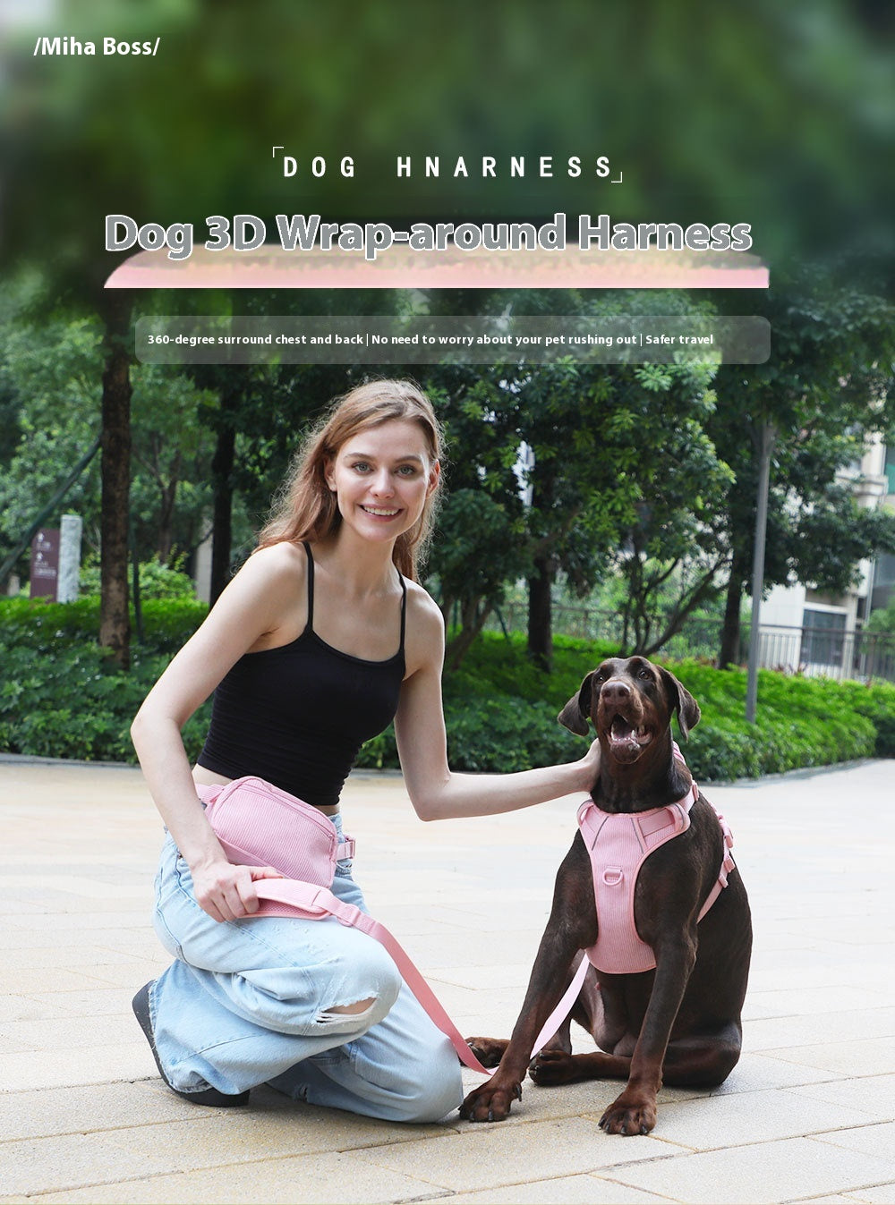 Design Pink Corduroy Pet's Chest-back Can Carve Writing Collar Rope Dog Walking Bag