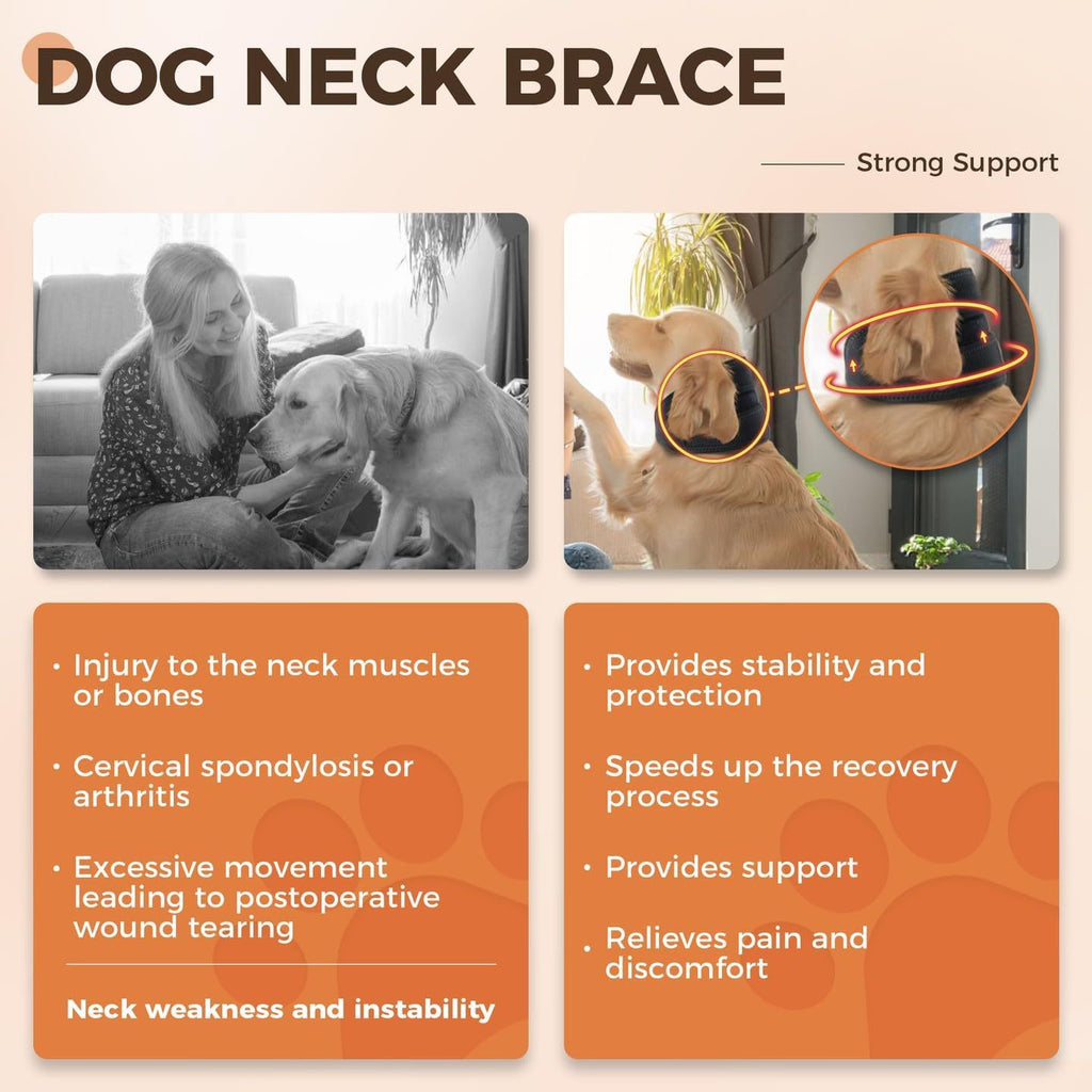 Dog Neck Brace Supports Cervical Vertebral Sprains Instability, Neck Brace For Dog Cervical Collar,Helps Puppy Recover