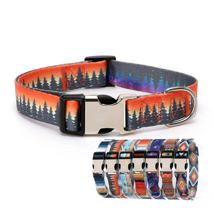 Collar Pet Dog Rope Ethnic Style Striped Forest Polyester Cotton