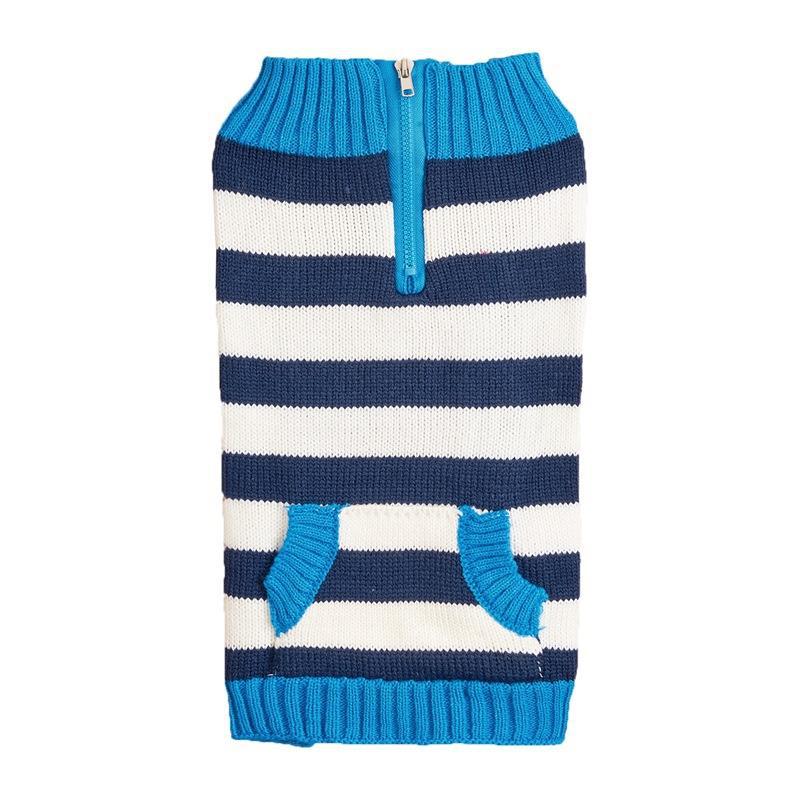 Contrast Color Horizontal Zipper Button Pocket Small And Medium-sized Dogs Sweater