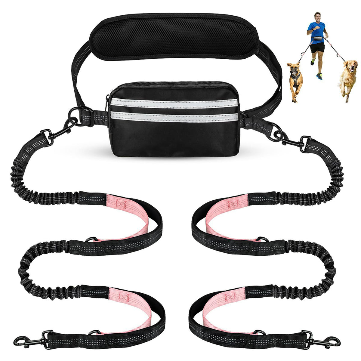 New Product With Waist Bag Running Leash Pet Leash Sports Running Leash
