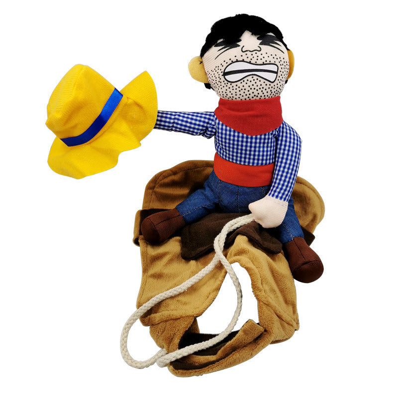 Cute And Funny Pet Dog Riding A Horse
