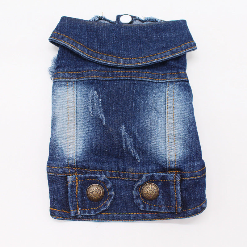 Vintage Scratch Pattern Denim Vest Personalized Vest Pet Clothing