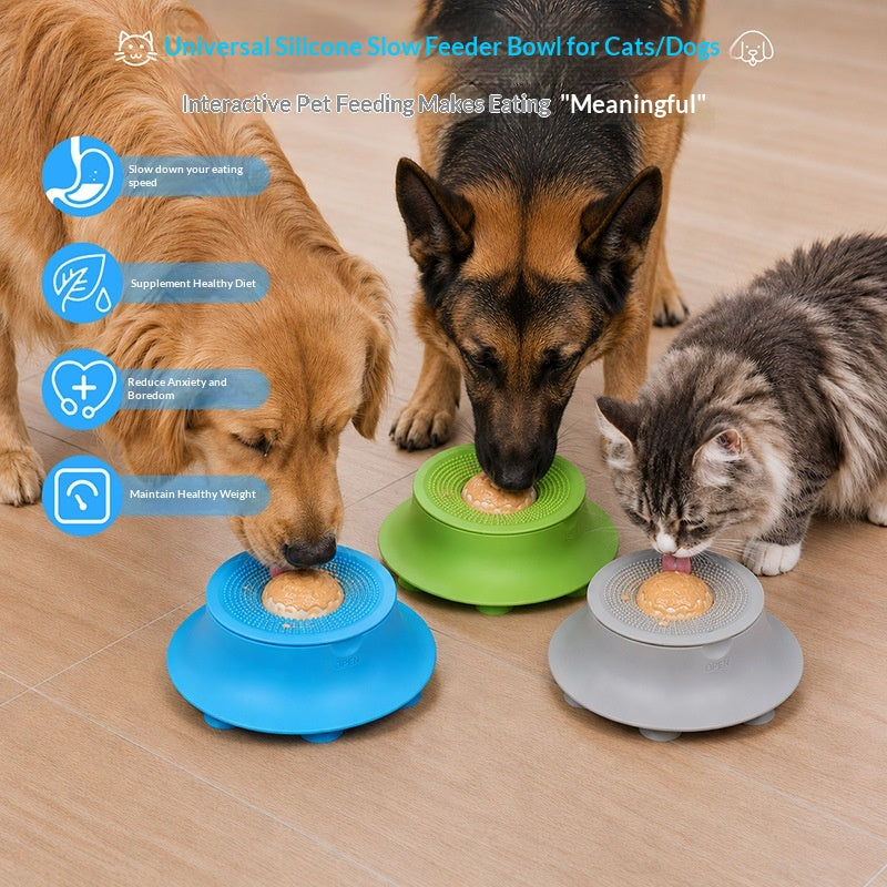 Wet Food Slow-Feeding Bowl For Cats And Dogs Silicone With Suction Cup