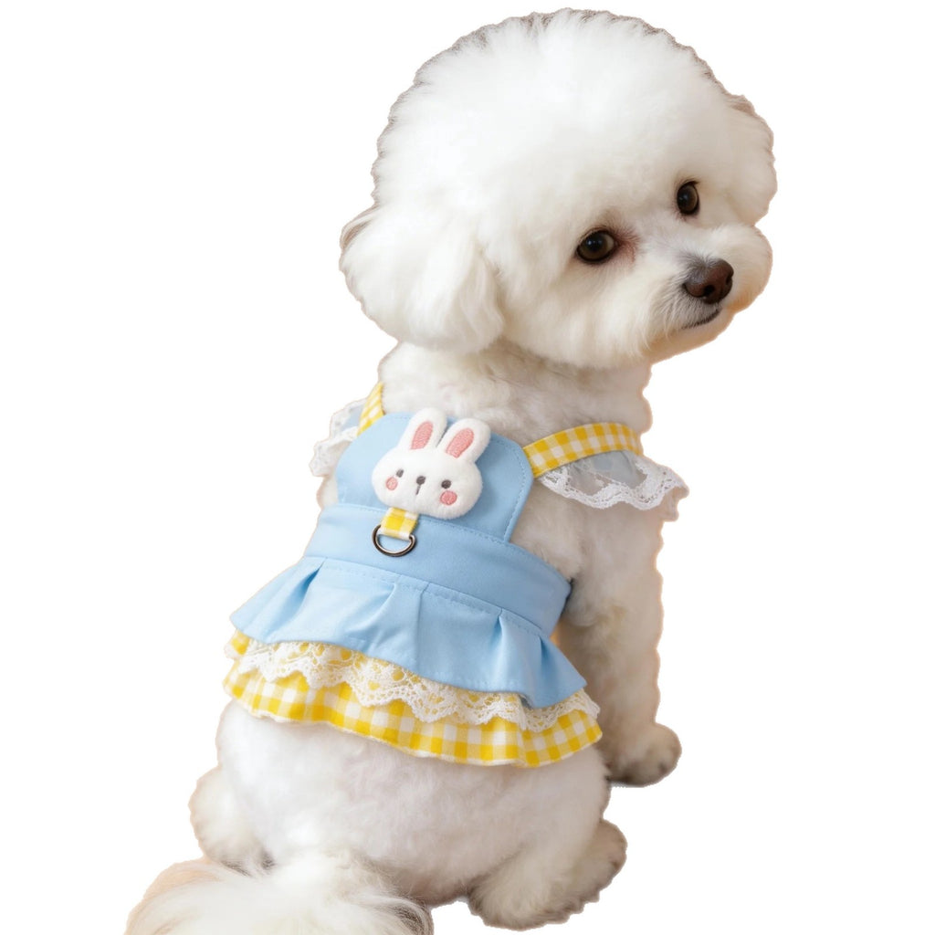 Pet Clothing With Leash Attachment Cute And Sweet Princess-style Floral Strap Dress