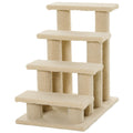 25" 4-Step Multi-Level Carpeted Cat Scratching Post Pet Stairs, Cream White
