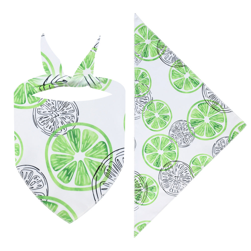 New Cartoon Cute Pet Triangle Fresh Fruit Polyester Printed Cat And Dog Saliva Towel Scarf Wholesale