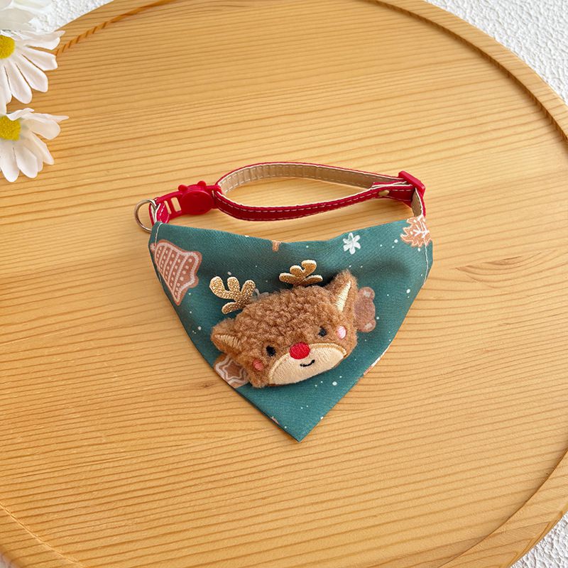 Christmas Pet Large Handkerchief Scarf, Red Santa Claus And Christmas Tree Pattern, One Size Suitable For All 9.06-15.75 Inches.Adjustable Festival
